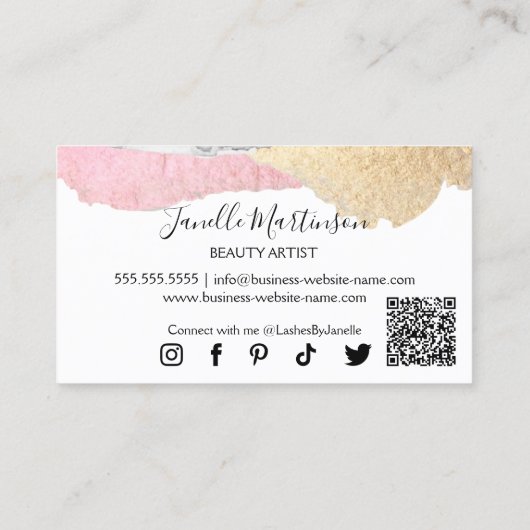 Carte De Visite Élégant Lash Extensions Beauté (Dos)