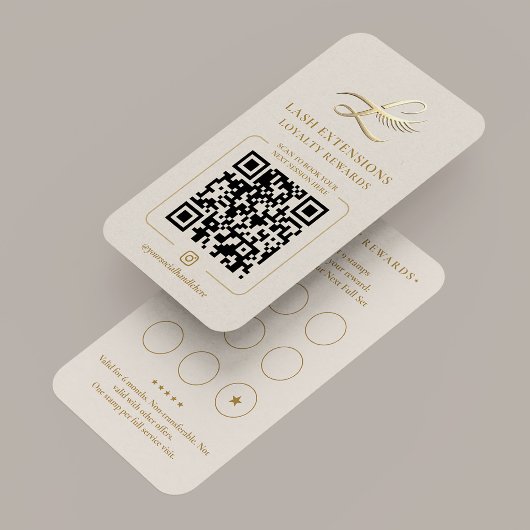 Carte De Visite Elegant Lash Extensions Loyalty Rewards Sand 9