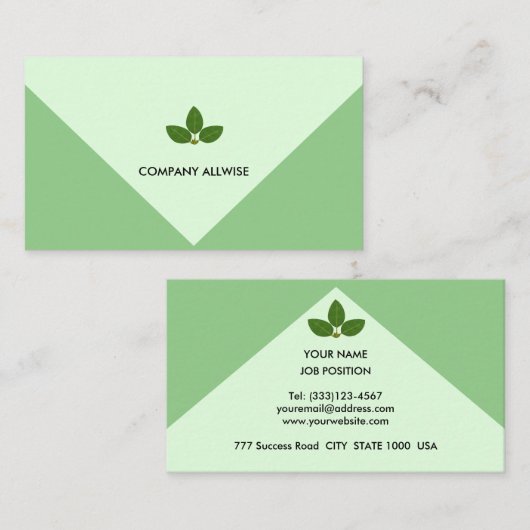 Carte De Visite Elegant Laurel Feuilles sur Vert clair (Devant / Derrière)