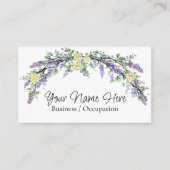 Carte De Visite Élégant lavande jaune roses botanique (Devant)