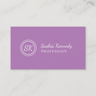 Carte De Visite Élégant Lavender Script Professional Monogramme