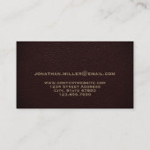 Carte De Visite Élégant Leather Luxury Gold Initial Logo (Dos)
