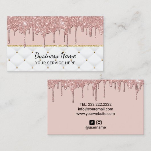 Carte De Visite Élégant lecteur Rose d'or rose vif (Devant / Derrière)