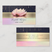 Carte De Visite Élégant Lecteurs de Lotus Grille Or Moderne (Devant / Derrière)