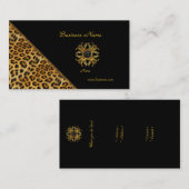 Carte De Visite Elégant Leopard Black Gold (Devant / Derrière)