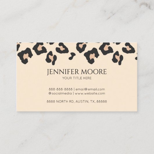 Carte De Visite Elégant Leopard Cheetah Imprimer Brown Black Custo (Dos)