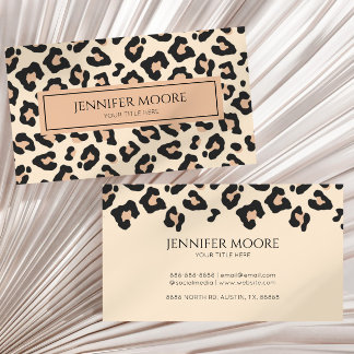 Carte De Visite Elégant Leopard Cheetah Imprimer Brown Black Custo