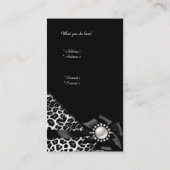 Carte De Visite Élégant léopard noir diamant d'argent (Dos)