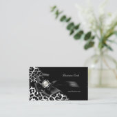 Carte De Visite Élégant léopard noir diamant d'argent (Debout devant)