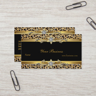 Carte De Visite Élégant Léopard Or Noir Élégant