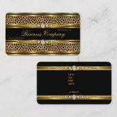 Carte De Visite Élégant Léopard Or Noir Faux Diamant (Devant / Derrière)