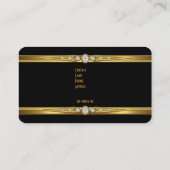 Carte De Visite Élégant Léopard Or Noir Faux Diamant (Dos)