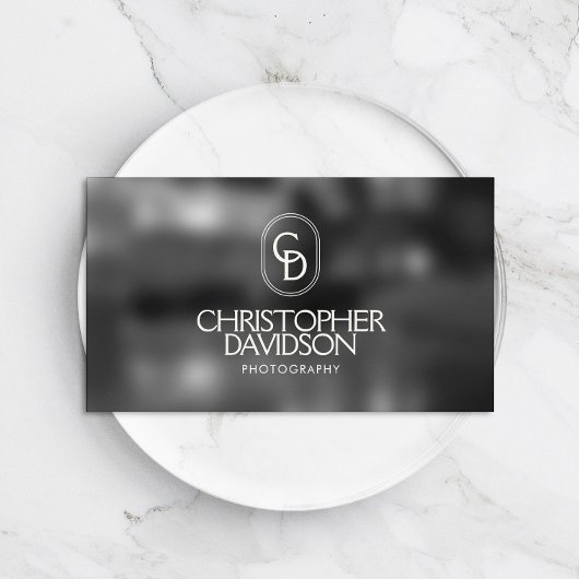 Carte De Visite Élégant Lettering Monogram Logo Photo Arrière - pl