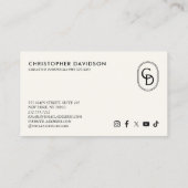 Carte De Visite Élégant Lettering Monogram Logo Photo Arrière - pl (Dos)