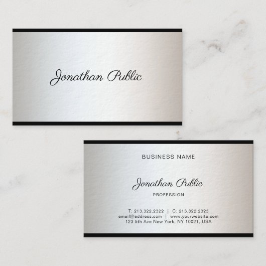 Carte De Visite Elégant Libre Script Moderne Design Luxe (Devant / Derrière)