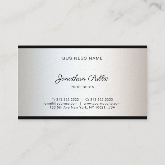 Carte De Visite Elégant Libre Script Moderne Design Luxe (Dos)