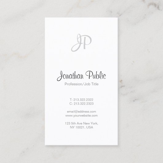 Carte De Visite Élégant Libre Script Monogramme Moderne Nettoyer T (Devant)