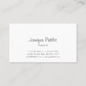 Carte De Visite Elégant Libre Script Propre Design Plaine tendance (Dos)