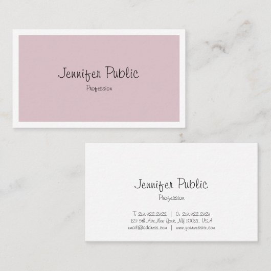 Carte De Visite Elégant Libre Script Propre Design Plaine tendance (Devant / Derrière)