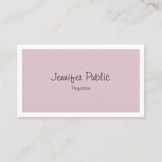 Carte De Visite Elégant Libre Script Propre Design Plaine tendance (Devant)