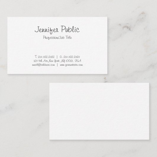 Carte De Visite Élégant Libre Script Simple Tendance Plaine Modern (Devant / Derrière)