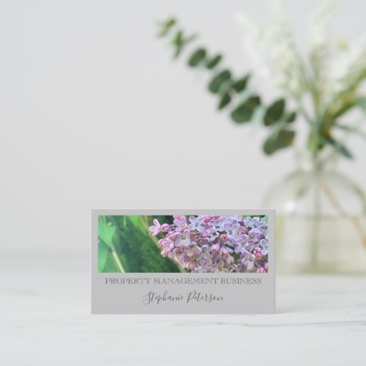 Carte De Visite Elégant Lilac Classy Custom Photo Gray Management (Debout devant)