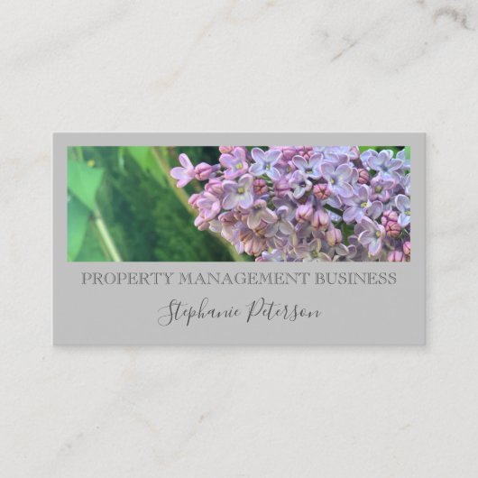 Carte De Visite Elégant Lilac Classy Custom Photo Gray Management (Devant)