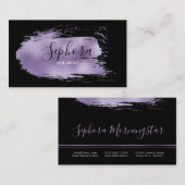 Carte De Visite Élégant Lilac Foil Métallique Paint Stroke (Devant / Derrière)