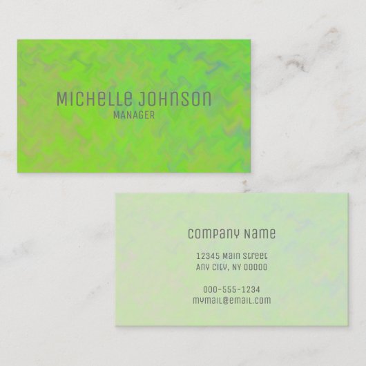 Carte De Visite Elégant Lime Green Marbling look professionnel (Devant / Derrière)