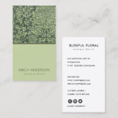CARTE DE VISITE ÉLÉGANT LIME VERT BLACK DAMASK MODÈLE FLORAL (Devant / Derrière)