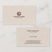 Carte De Visite Elégant lin beige & stand dans le logo (Devant / Derrière)