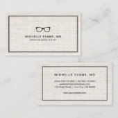 Carte De Visite Elégant Linge Look Ophtalmologiste Professionnel (Devant / Derrière)