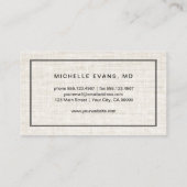 Carte De Visite Elégant Linge Look Ophtalmologiste Professionnel (Dos)