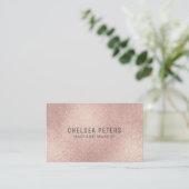 Carte De Visite Elégant Linge Look Rose Gold Blush Shimmer (Debout devant)