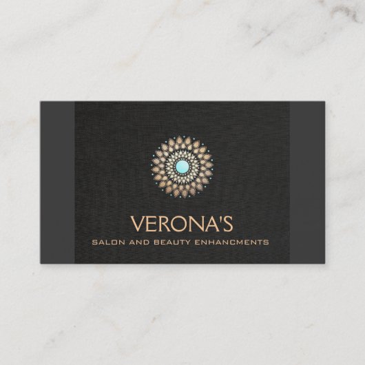 Carte De Visite Elégant Linge noir et Gold Look Salon et Spa (Devant)