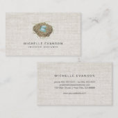 Carte De Visite Elégant Linge Revêtement Oiseau Nest Professionnel (Devant / Derrière)