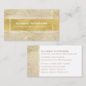 Carte De Visite Élégant lisse moderne beige de marbre et d'or (Devant / Derrière)