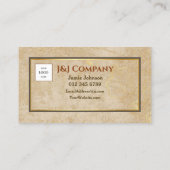 Carte De Visite Élégant logo Brown de trame de texture or (Dos)