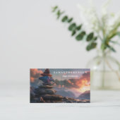 Carte De Visite Elégant logo couleur de l'eau Zen Yoga Soigner la  (Debout devant)