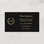 Carte De Visite Élégant logo d'agate bleu or (Dos)