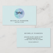 Carte De Visite Élégant logo de libellule Aquarelle bleu clair (Devant / Derrière)