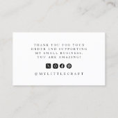 Carte De Visite Élégant logo de script Merci Petite marque (Dos)