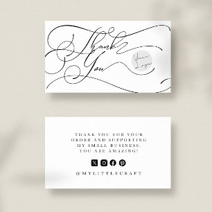 Carte De Visite Élégant logo de script Merci Petite marque