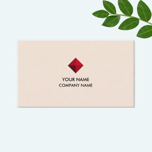 Carte De Visite Élégant logo diamant bordeaux sur beige clair