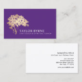 Carte De Visite Élégant logo Gold Tree violet (Devant / Derrière)