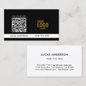 Carte De Visite Élégant logo GRIY QR code golden gradient diviseur (Devant / Derrière)
