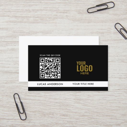 Carte De Visite Élégant logo GRIY QR code golden gradient diviseur (Devant/Arrière en situation)