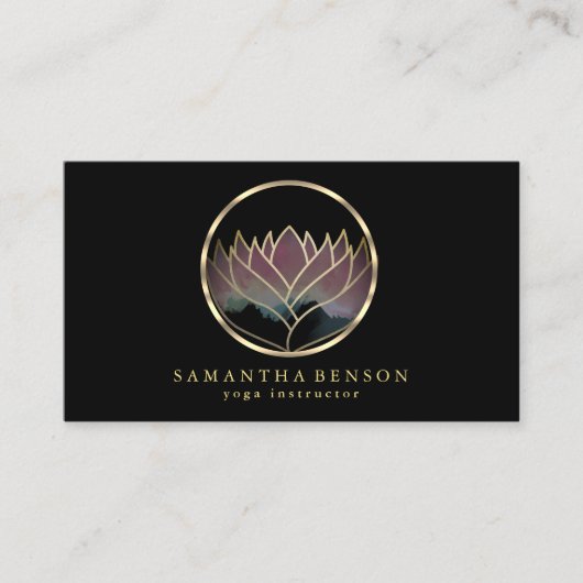 Carte De Visite Élégant Logo Lotus Or Moderne Stylish Cuivre (Devant)