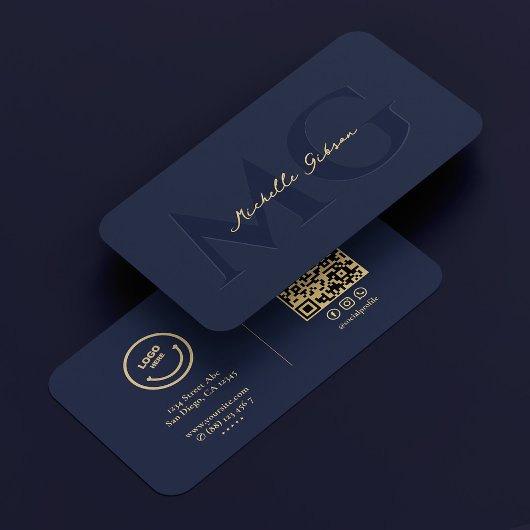 Carte De Visite Élégant logo moderne Dark Navy Professionnel