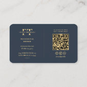 Carte De Visite Élégant logo Monogramme F T moderne bleu foncé gri (Dos)